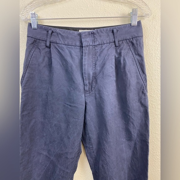 VINCE Linen Lyocell Cotton Blend Washed Faded Blue Trouser Casual Cropped Pant 4 - Picture 12 of 14
